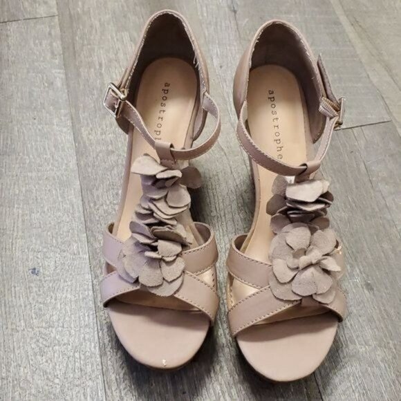 Heels Wedges Sandals Apostrophe Platform Nude Open Toe Women's WOMAN'S Size 9.5 - Picture 3 of 16